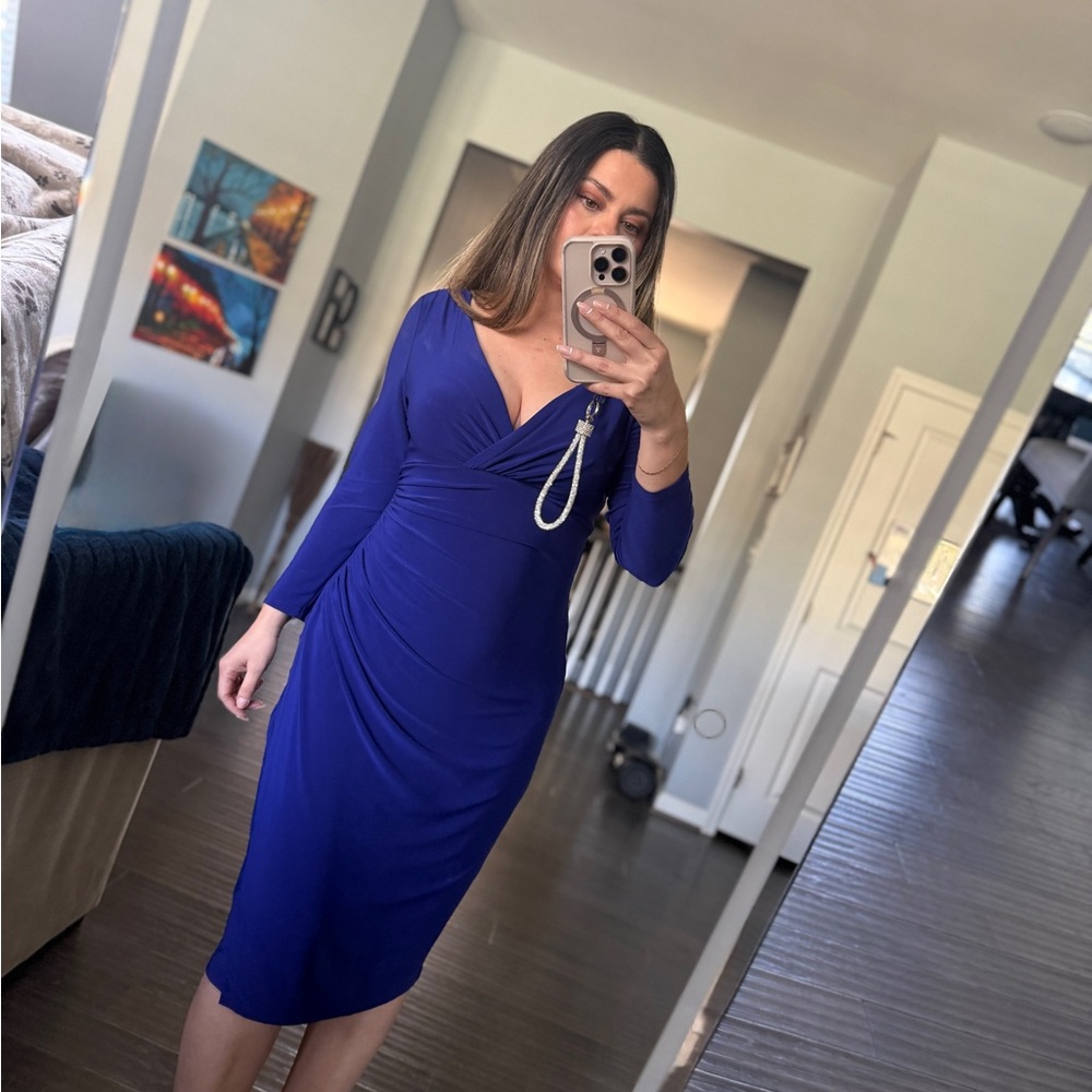 Lauren Ralph Lauren Blue Wrap Style Dress | Long Sleeve | Flattering Fit
